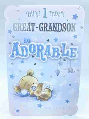 Adorable Great-Grandson on your 1st Birthday Card
