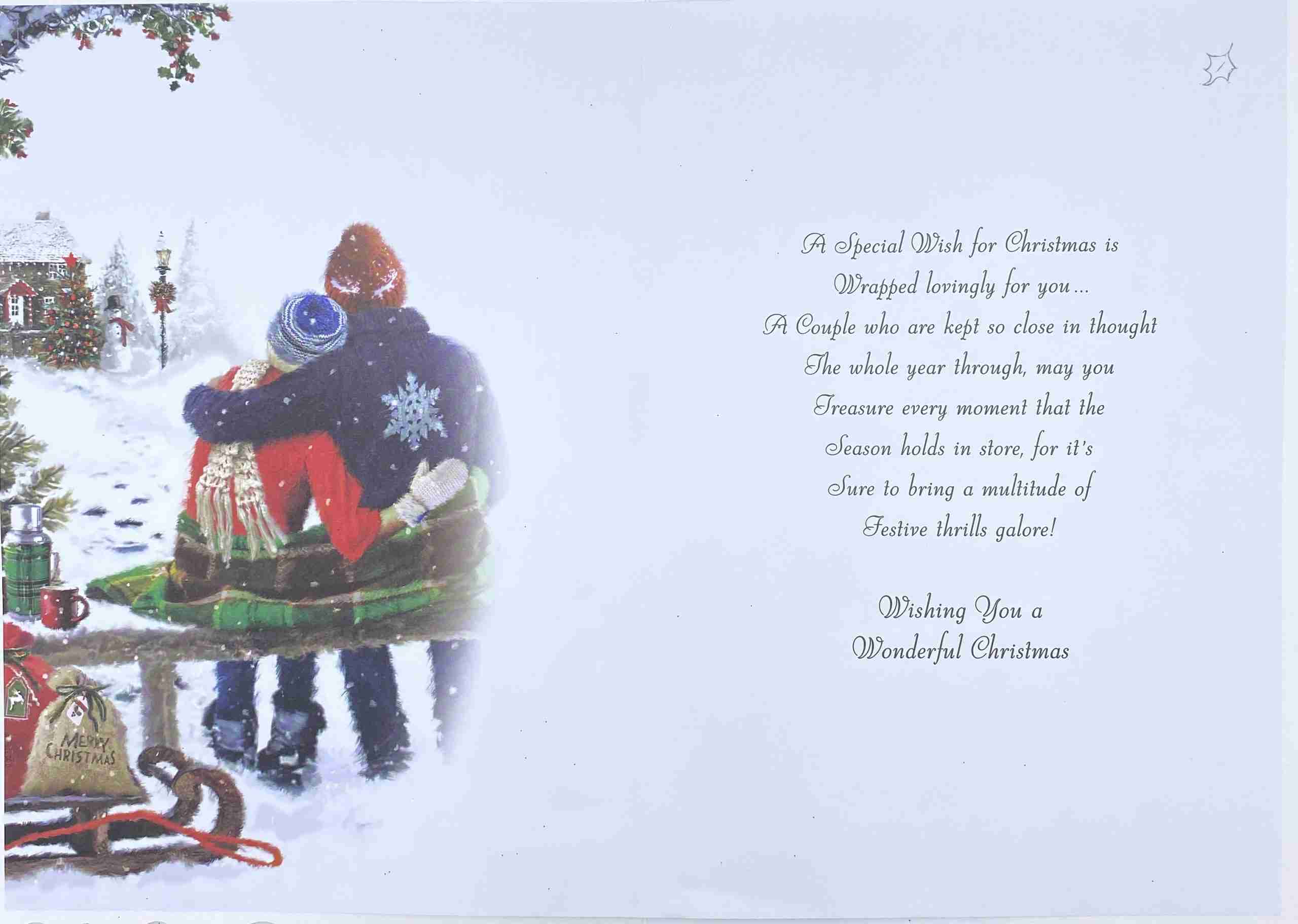 Jonny Javelin Weihnachtskarte „Special Couple“ Mit Rotkehlchen – Goldgeprägt, Mit Glitzer, 15,8x22,8 Cm