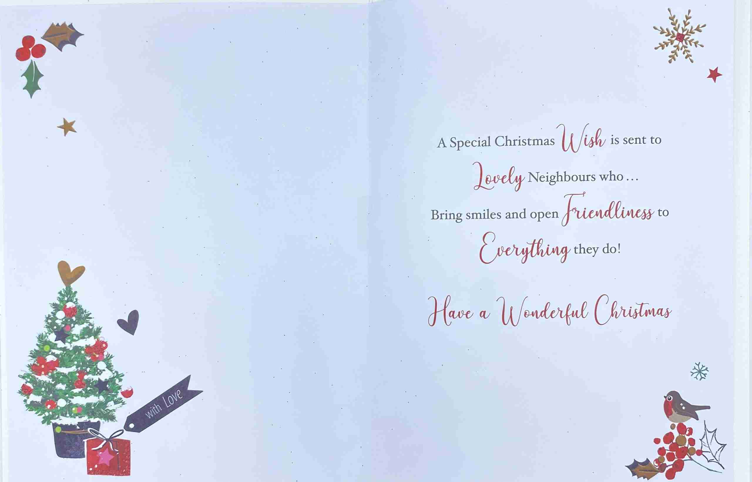 Jonny Javelin Weihnachtskarte 'Special Neighbours' – Mit Gestanzten Kanten & Silberfolie, Rot, 145x194 Mm